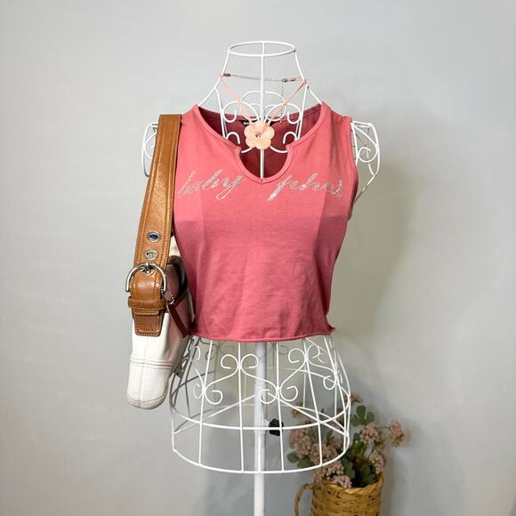 Vintage y2k baby phat bedazzled logo cropped pink tank - Picture 4 of 7